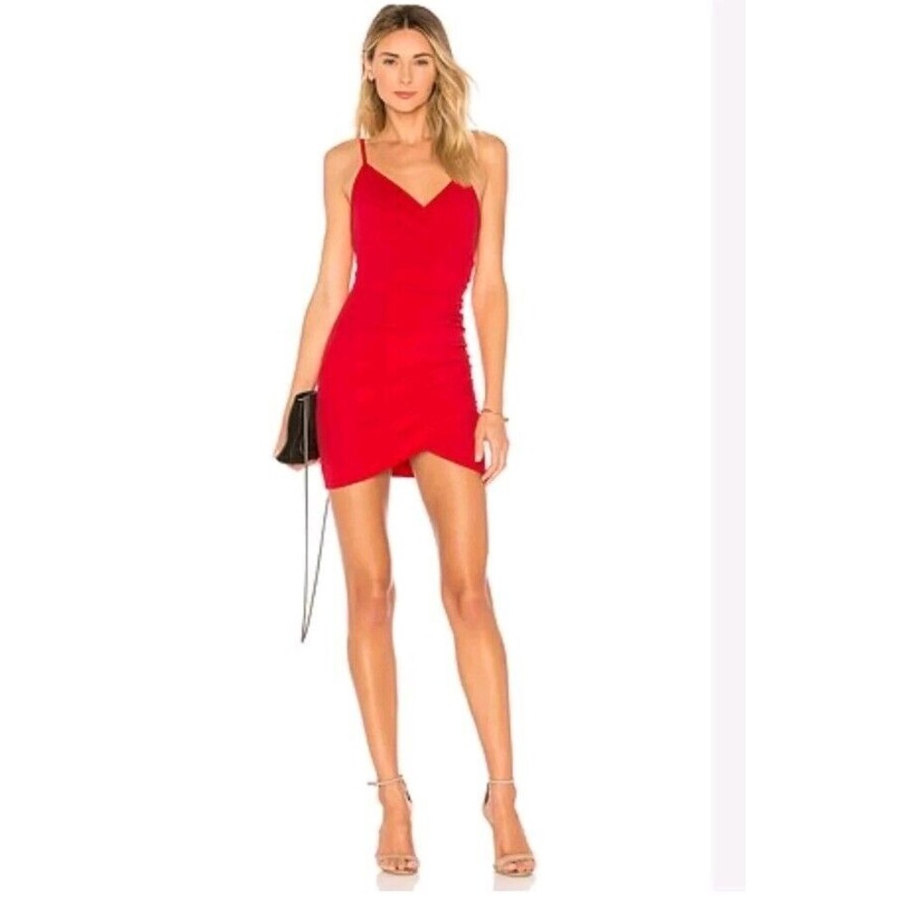 New NBD Revolve Red Sleeveless Faux Wrap Mini Dress XS Taylor Swift /Party/ Sexy